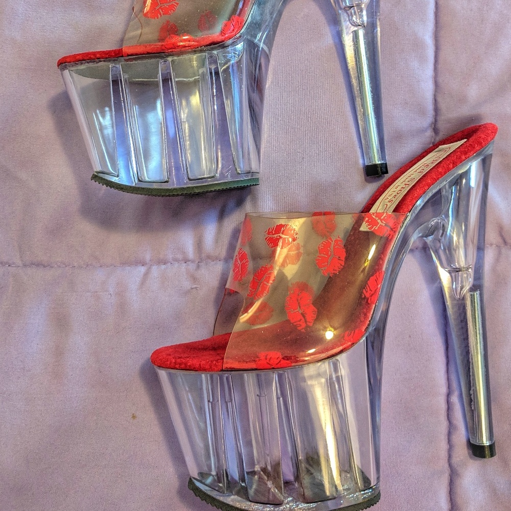Red Lips High Heels Shoes